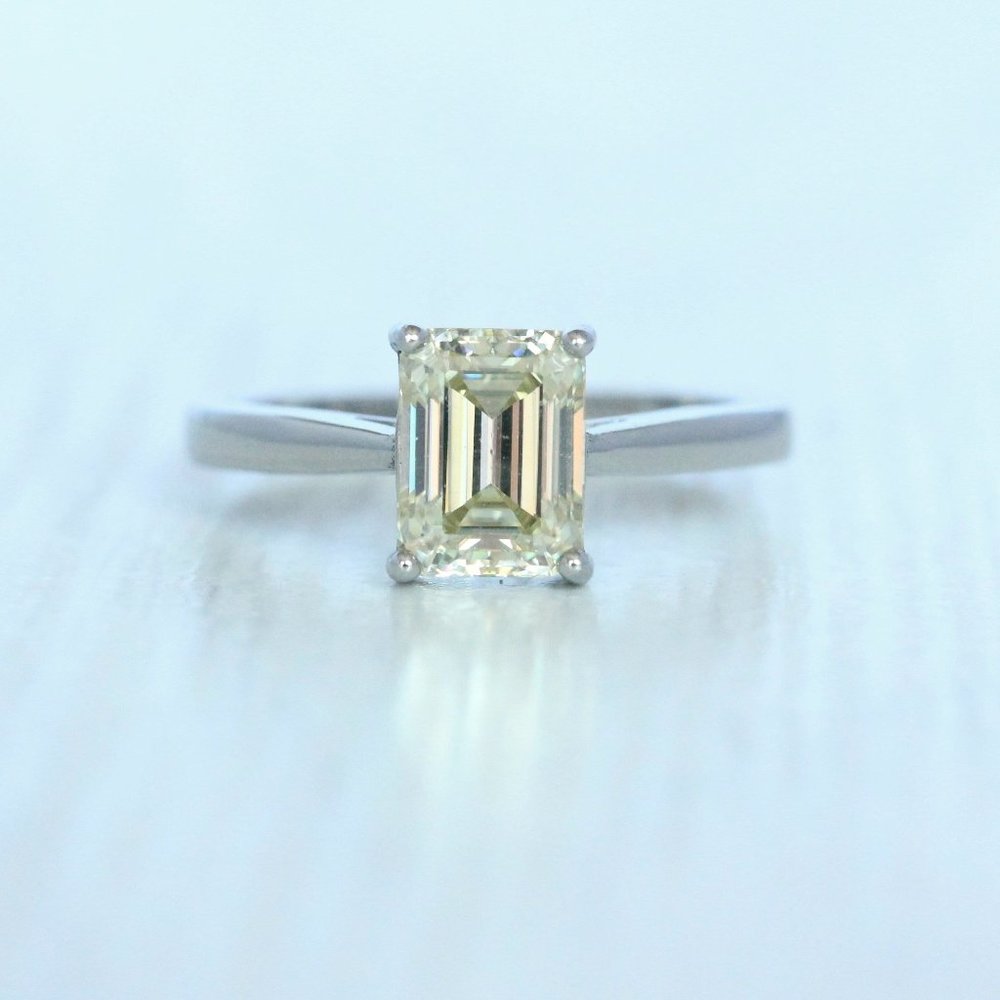 Emerald Cut Solitaire cathedral ring